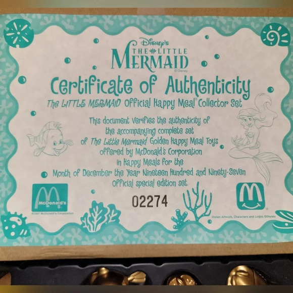 McDonalds 1997 Little Mermaid Golden Toy Set NEW IN BOX! - Picture 4 of 16